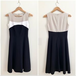Calvin Klein Black and Cream Midi Dress